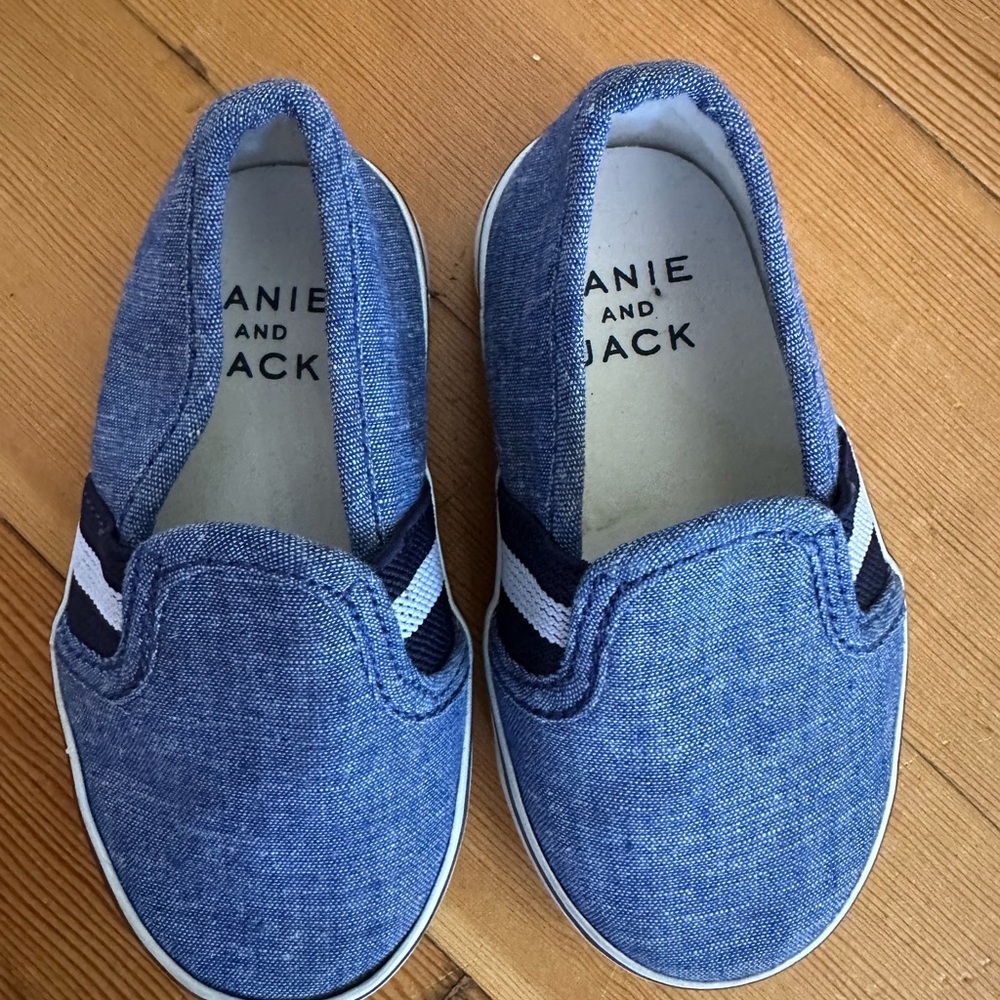 Janie and Jack Blue Slip-On Sneakers with Elastic Panels